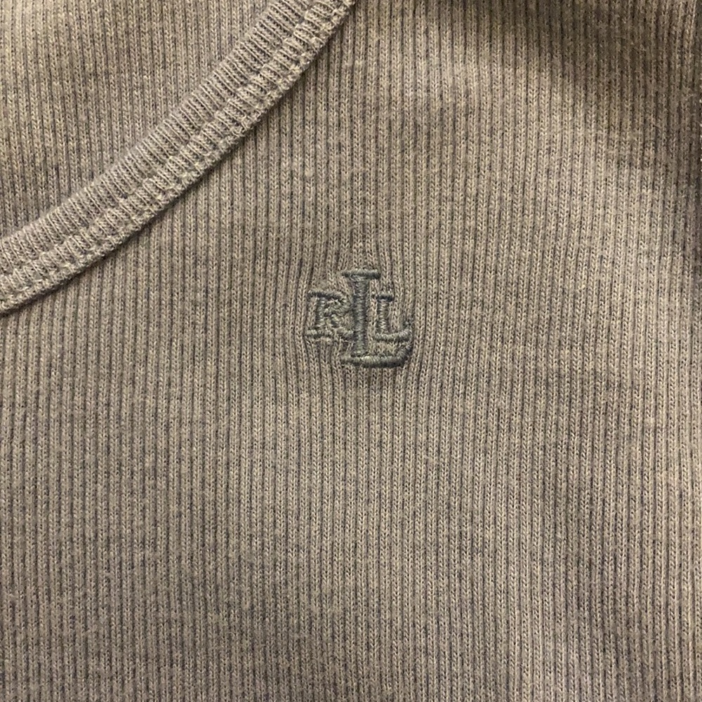 Lauren Ralph Lauren Petite Ribbed Tank Top in Dusty Blue - Picture 3 of 6